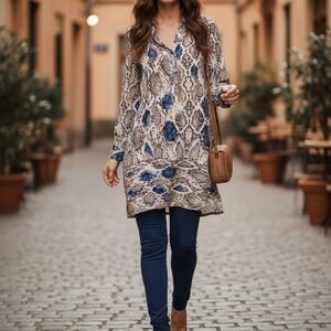 TRIBAL tunic top Snakeskin Print